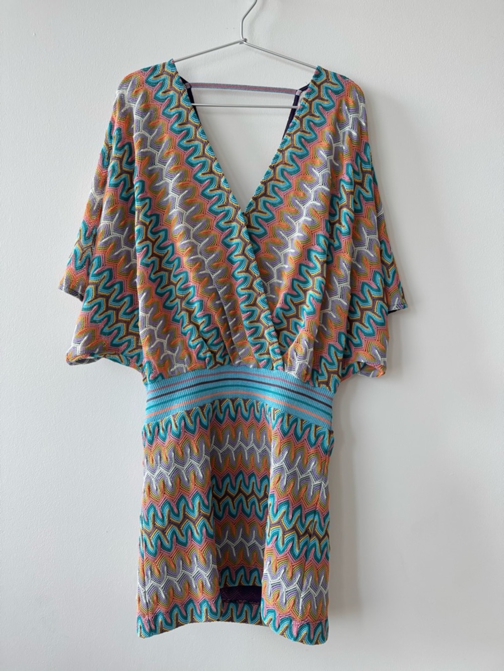 Ramy Brook New York Multi Colour Zig Zag Knit Mini Dress - Size Small